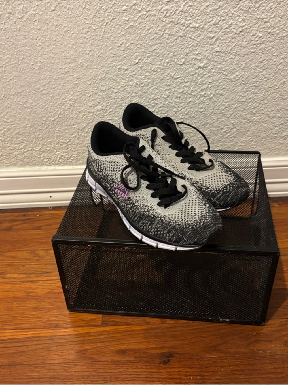 RBX Women's Black and White Knit Running Sneakers
